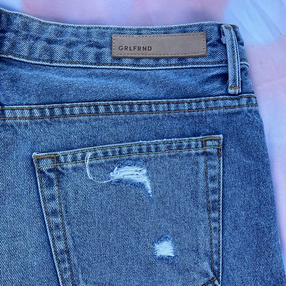 GRLFRND Distressed Raw Hem Cut Off High Waist Denim Shorts Size 27 - Picture 12 of 15